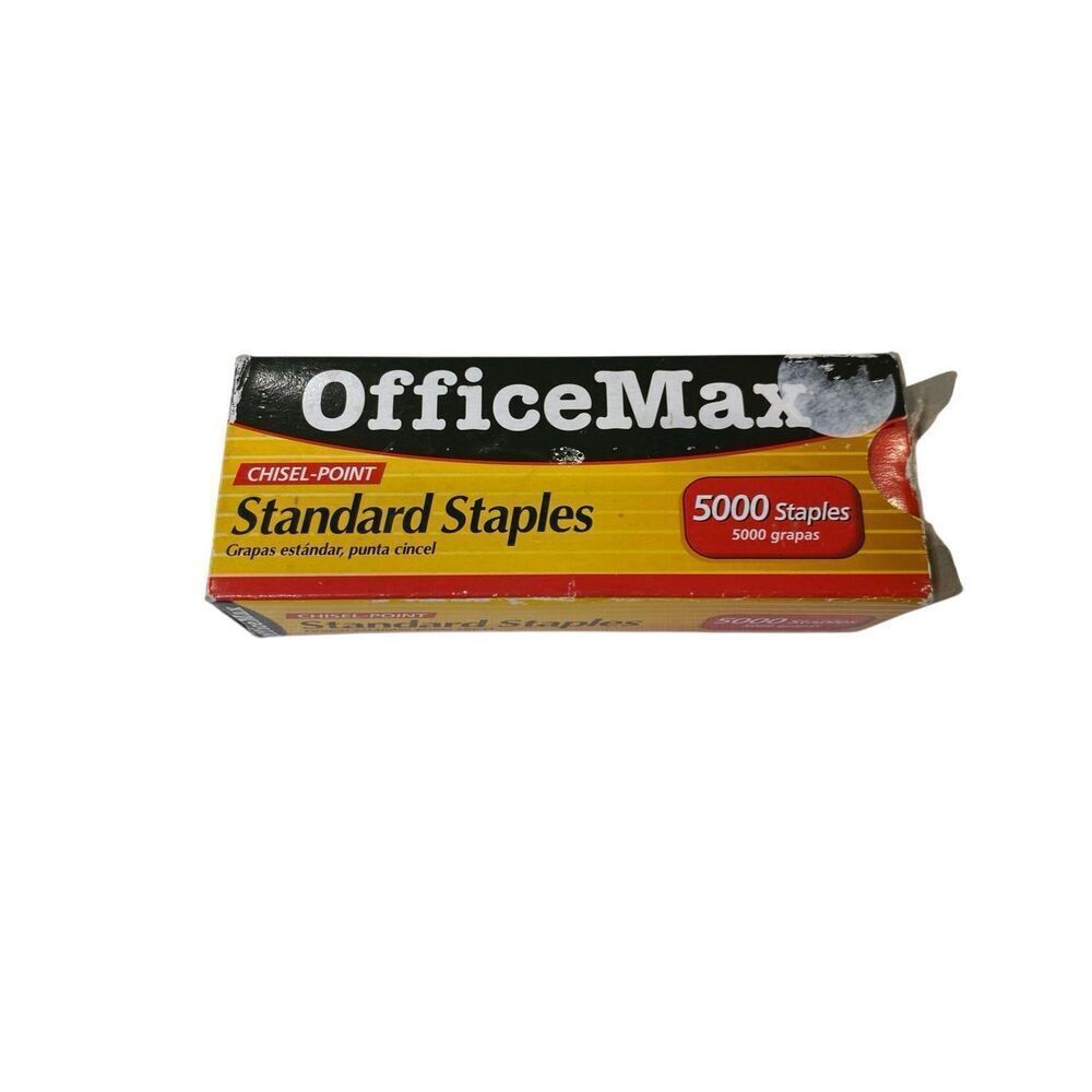 OfficeMax Standard Chisel Point Staples 5000 Count Box Open Box Office Supplies